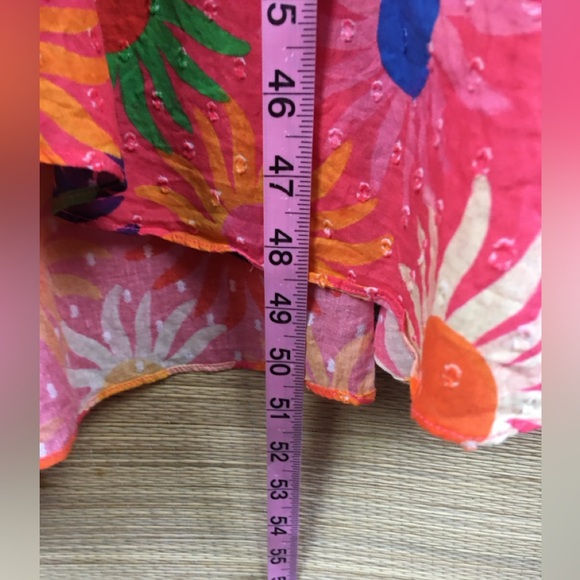 Farm Rio Macaw Ruffled Wrap Dress  100% Cotton In Coral Size XXS - Picture 15 of 16